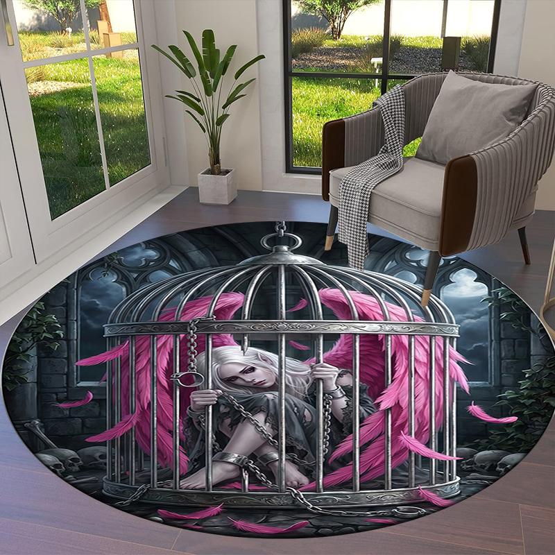 Seven Deadly Sins Round Area Rug,Carpet Rug for Living Room Bedroom Sofa Playroom Decor,Non-slip Floor Mat