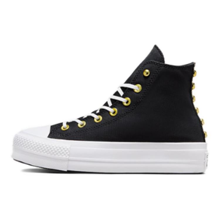 Converse Chuck Taylor All Star Plateforme à Plateforme Étoilée 'Noir Blanc Or' Femme A05453C
