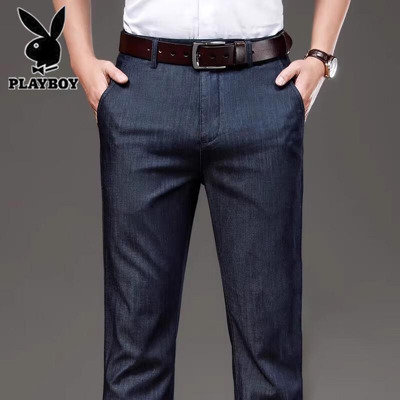 Playboy Men s Ice Silk Straight Stretch Jeans 36