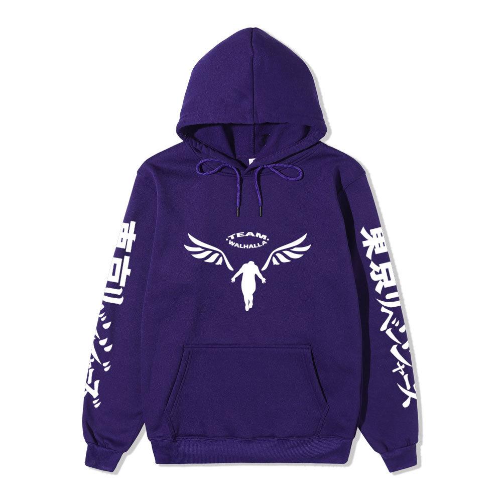 Men Women Fleece Hoodie Tokyo Revengers Walhalla Logo Autumn Winter Japanese Letter Street Long Sleeve Anime Sweatshirt