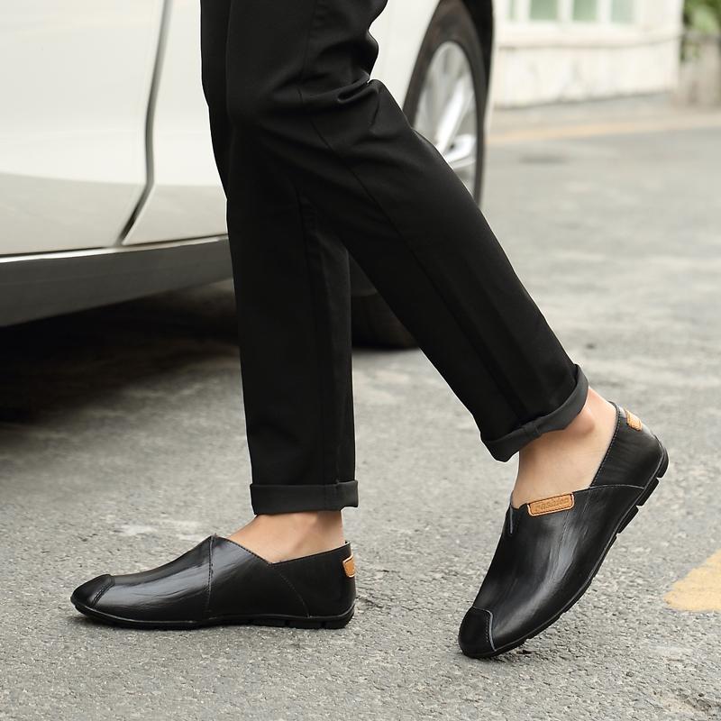 Fashion Business Slip on Loafers Genuine Leather Man Casual Flats Men Classic Dress Shoes Summer Men's Driving Shoes Walking Moccasins