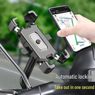 Shockproof Rearview Mirror Phone Holder for Bikes, Motorcycles, and Electric Vehicles