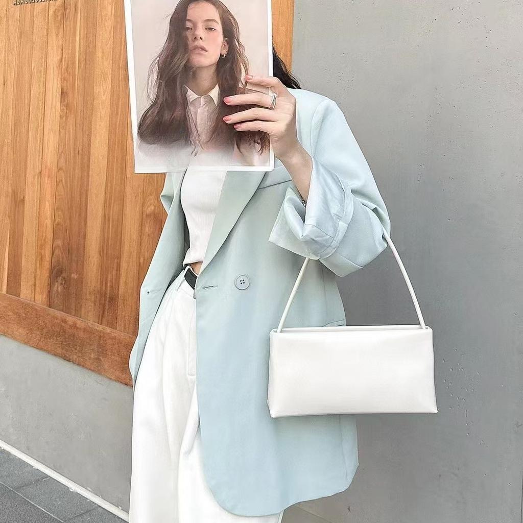 Red Baguette Leather Underarm Bag Female Niche Design High-grade One-shoulder Crossbody Bag Small Square