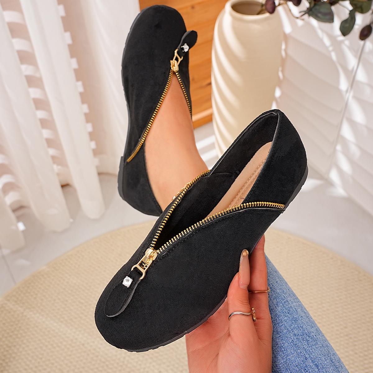 Women s Flat Single-soled Round-toe Soft-bottom Slip-on Casual Shoes 36 чёрный