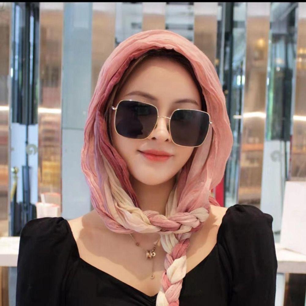 

Long Braid Sunscreen Scarf Cotton Linen Head Scarf Sweet Beach Shawl Women Girls 6