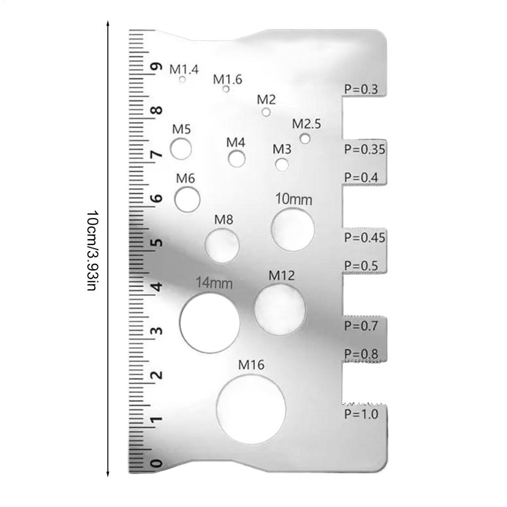 410 Stainless Steel Thread Gauge Screw Measuring Ruler Multifunctional Easy-to-Read Thread Gauge Ruler For Home Industry Repair