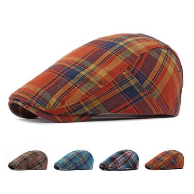 Plaid Beret Women's Spring Summer British Vintage Cap Men's Sunscreen Forward Cap Peaked Cap