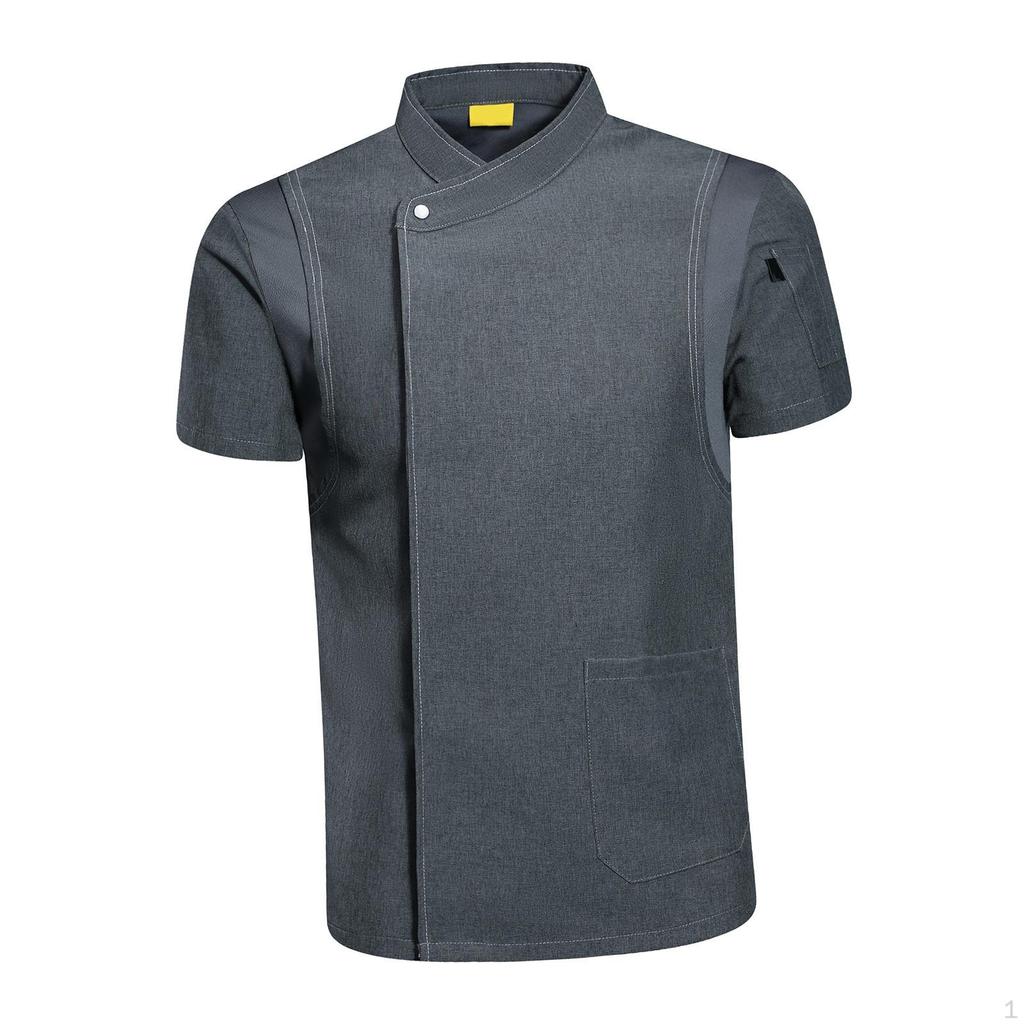 Chef Coat Jacket Short Sleeve Catering Shirt Breathable Workwear Cooking Clothes Apparel Uniform for