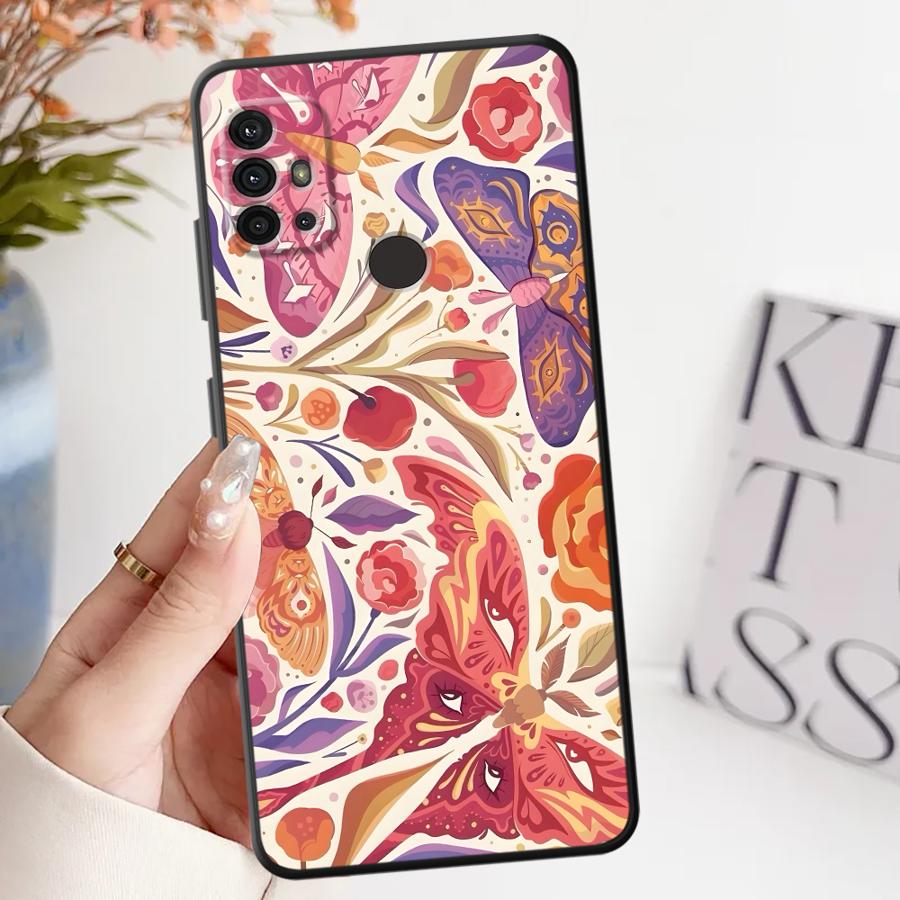 

Case for Motorola Moto G60s G50 G52 G22 Edge40 G71 Edge 20 Pro 30 Lite G32 G53 G30 G51 G73 Phone Cover Cartoon Flower Butterfly Motorola Moto G60
