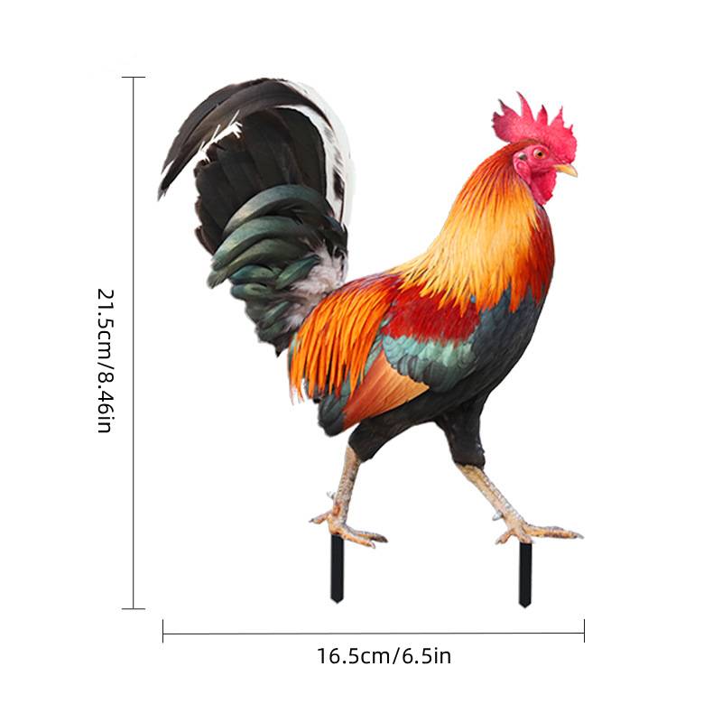 1pc Acrylic Simulation Rooster Card Outdoor Courtyard Insertion Garden Lawn Decoration Courtyard Style Decoration