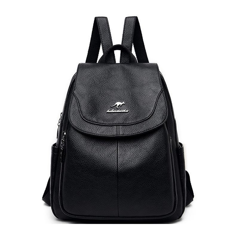 2024 Women's Casual Soft Leather Backpack - Large Capacity All-Match Schoolbag & Travel Bag