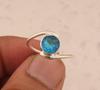 Solid 925 Sterling Silver Blue Topaz Round Gemstone Handmade Designer Ring Stacking Ring Gift For Her