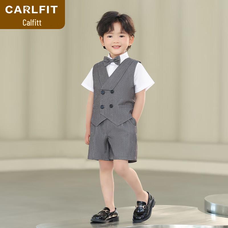 Ka erfeite Boy s Summer Formal Vest Shorts Suit Set 130 серый костюм-тройка