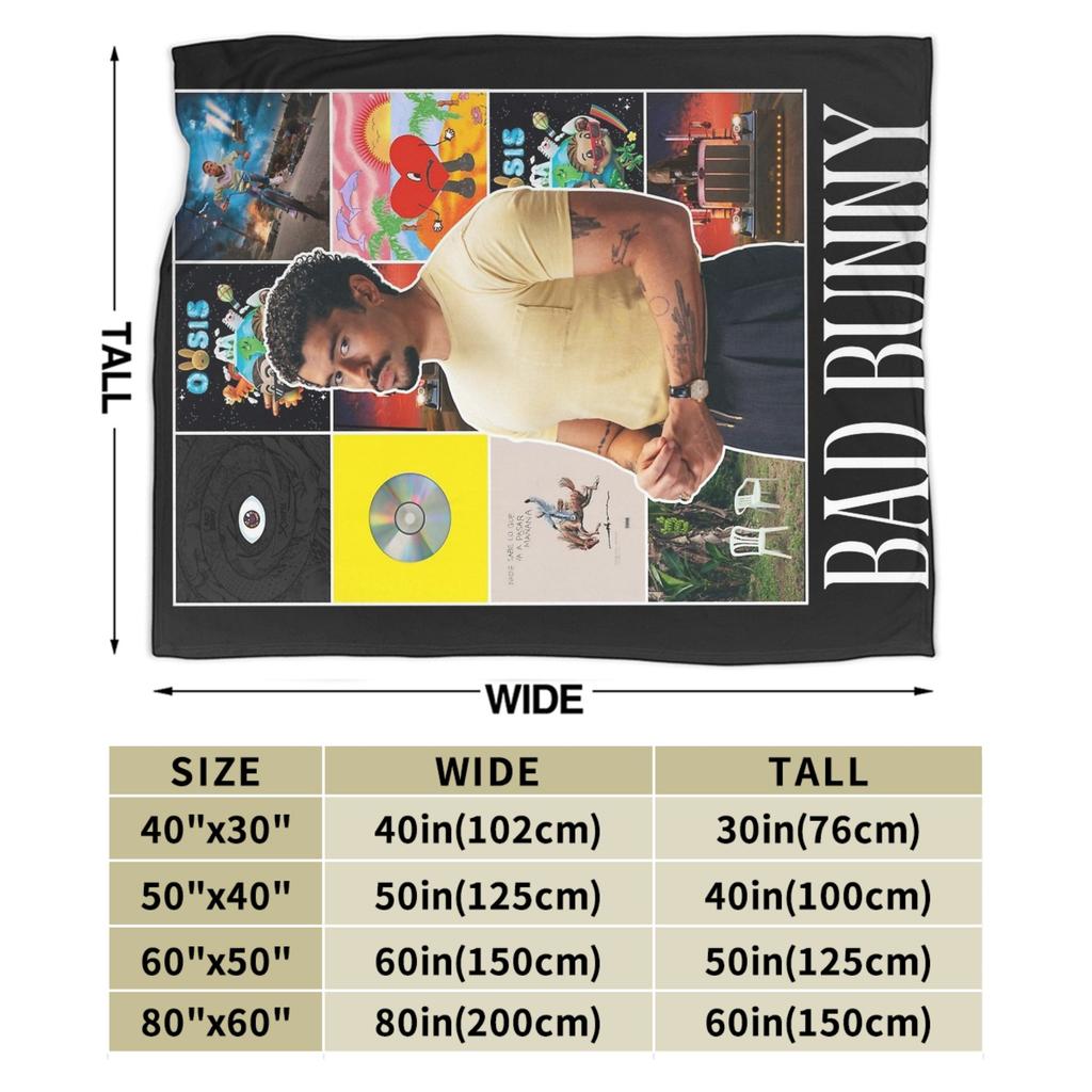 BAD BUNNY TOUR Blankets Coral Fleece Plush Winter Multi-function Lightweight Thin Throw Blankets for Bed Outdoor Bedspread