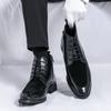 Men’s Motorcycle Boots  Dress Half Boots Leather Ankle Boots Tuxedo Wedding Blazers Saddle Shoes Over Sized
