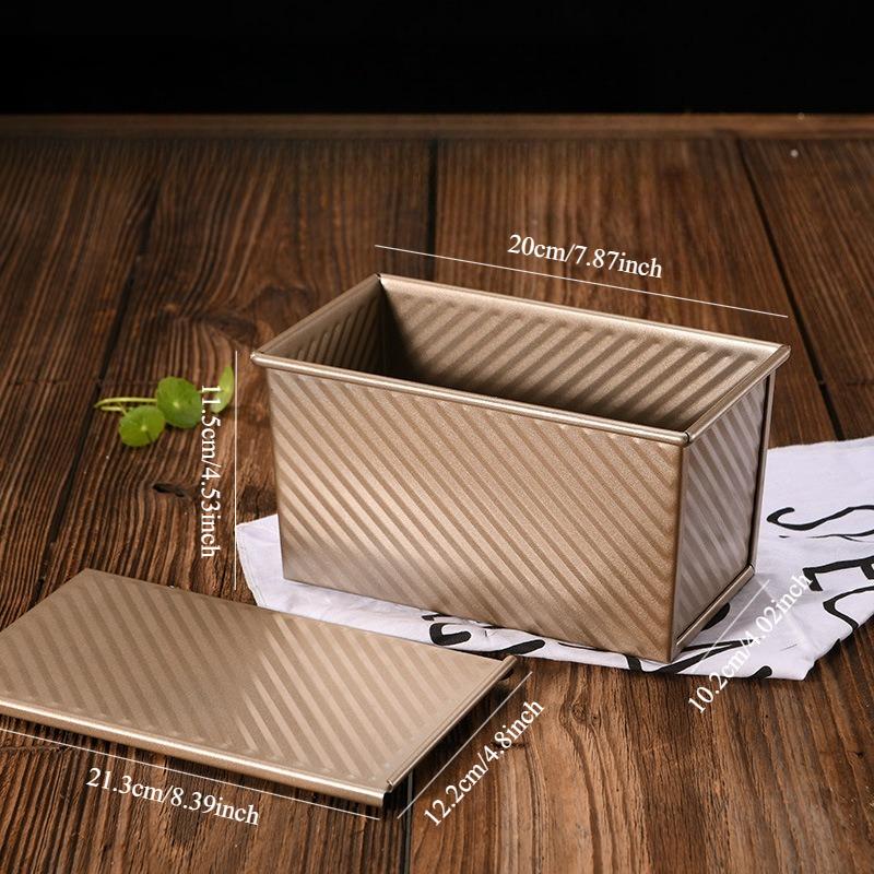 Rectangle Loaf Pan with Lid Non-Stick Bread Baking Pan Carbon Steel Corrugated Toast Box Toast Mold for Oven Baking Tool