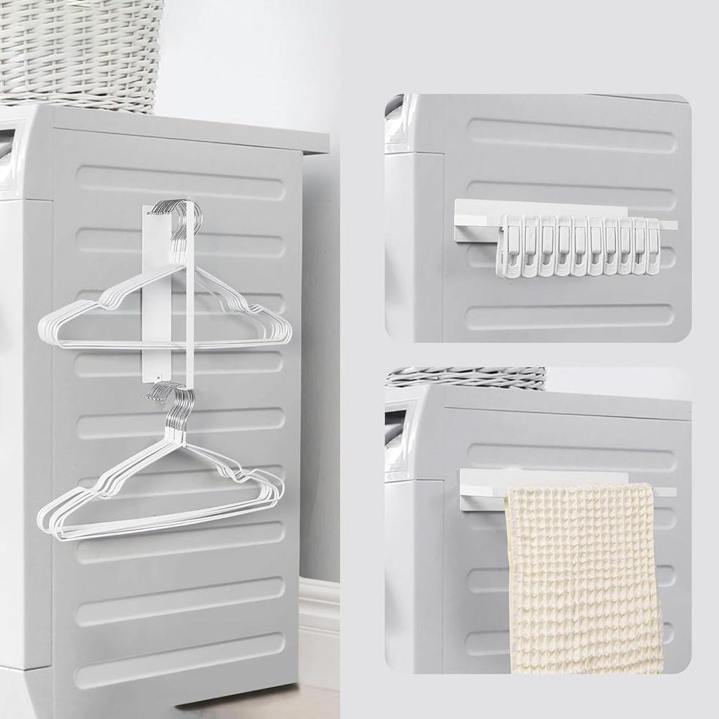 QINGQIU Magnetic Towel Towel Hanger for Washing 45cm Rack, Machine, Refrigerator, Bathroom, Kitchen, White, Approx.