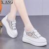 Leather inner heightening women's shoes summer new Velcro little white shoes children's mesh breathable casual sports shoes