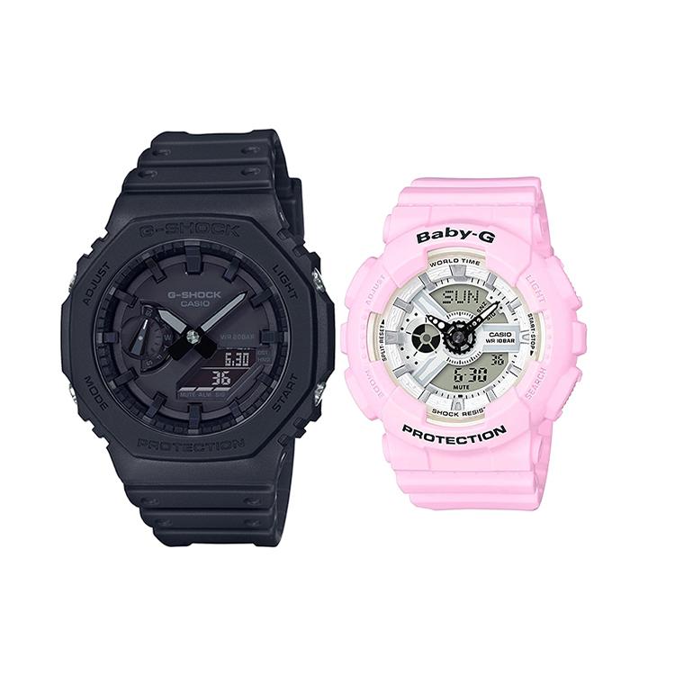 

CASIO Unisex Pair Table Series Black Watch GA-2100-1A1+BA-110BE-4AER