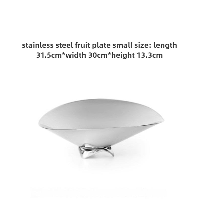 

Modern Luxury Bowl Stainless Steel Fruit Plate Creative Desktop Storage Tray Ornament Simple Restaurant Decorative Storage Plate