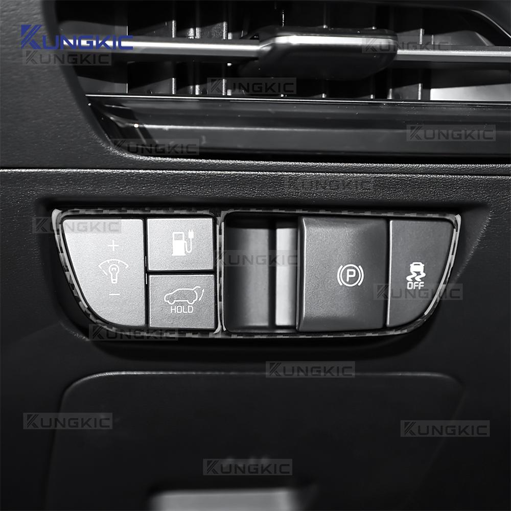 Echter Weicher Karbonfaser-Aufkleber für Kia EV6 GT EV 2022 2023 2024 2025 LHD RHD Auto Scheinwerfer Knopfschalter Dekor Innenverkleidung