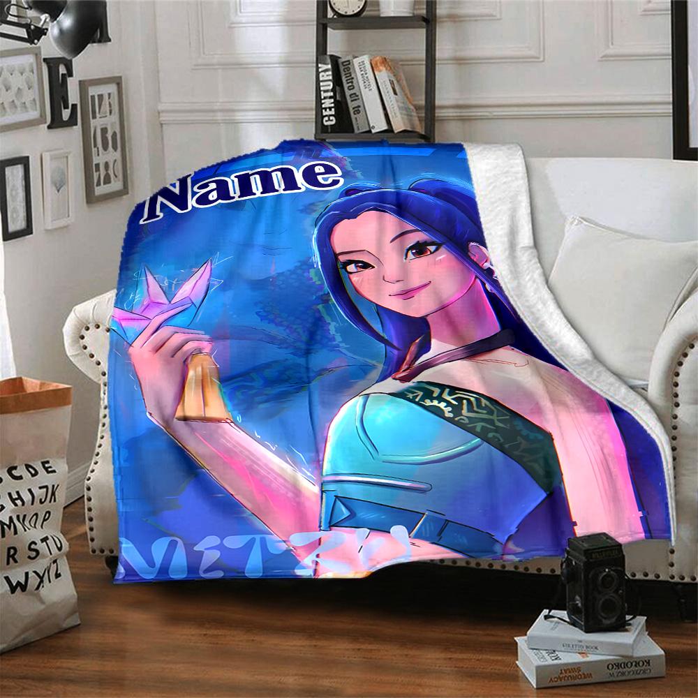 Customizable KPop Demon Hunters51 Throw Blanket – Personalized Name, All-Season Cozy Snug Blanket, Machine Washable, Personalized Blanket