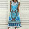 Women Oversized Sleeveless Crew Neck Dress Soft Watercolor Floral Loose Mid Calf Gown