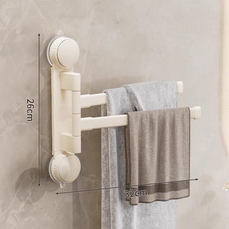 Modern Minimalist Plastic Rotating Towel Rack With Suction Cups For Bathroom Organization