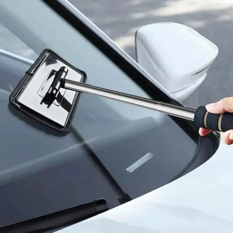 Telescopic Handheld Automotive Windshield Cleaner With Adjustable Length Stainless Plastic Wiper Tool For Universal Use