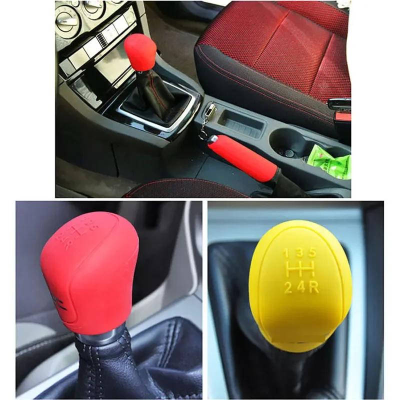 2Pcs Universal Manual Gear Shift Collars Car Silicone Gear Head Shift Knob Cover Handbrake Grip Car Hand Brake Covers Cas