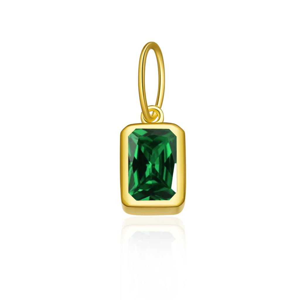 12 Birthstone Colored Zircon Square Pendant Necklace, S925 Sterling Silver, European & American Style