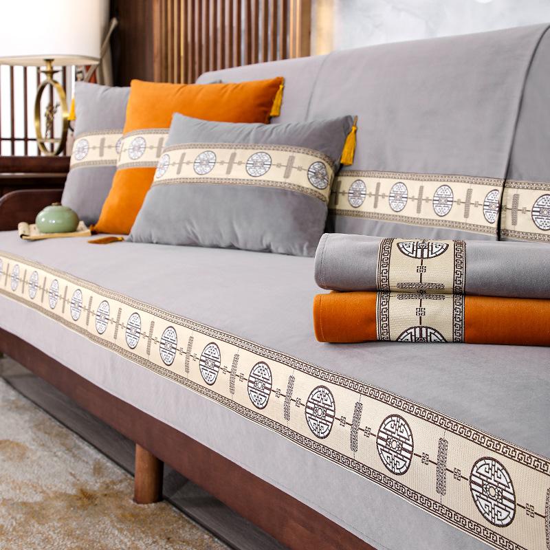 

Чехол на подушку для дивана из цельного дерева в китайском стиле, универсальная подушка для дивана Four Seasons, нескользящая подушка из ткани 70*70cm