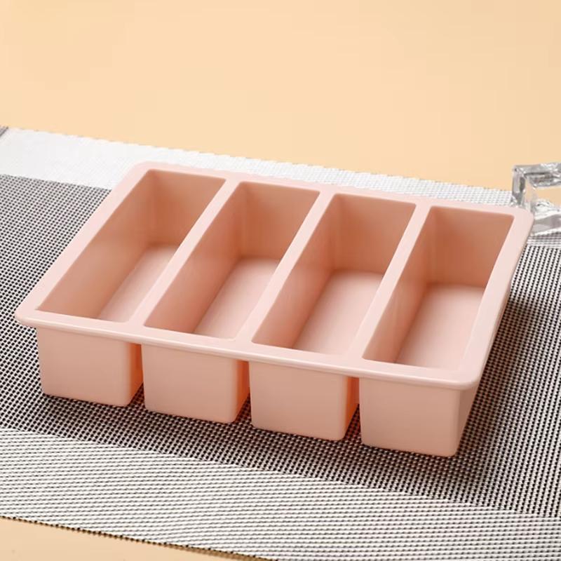 1pcs Strip-shap Ice Cube Trays Silicone 4 Grid Polychrome Durable Beer Drink Coffee Supplies Kitchen Easy-Release Ice Cube Molds