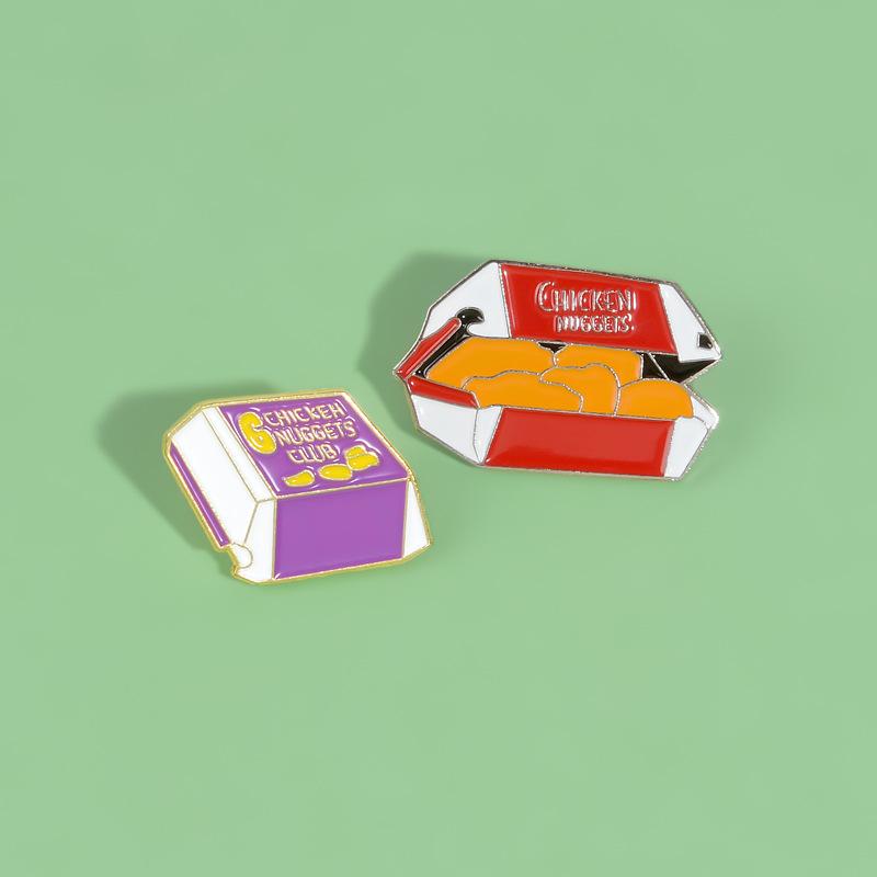 Cartoon Fried Chicken With French Fries Character Movie Pins Enamel Clothing Accessories Backpack Alloy Brooch Badge Enamel Lape