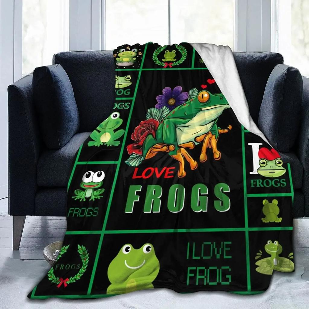 Frog Blanket Soft Warm Lightweight, Kawaii Frog Throw Blanket Cozy Plush Warm Blankets for Women Men Boys Girls Gifts King Size