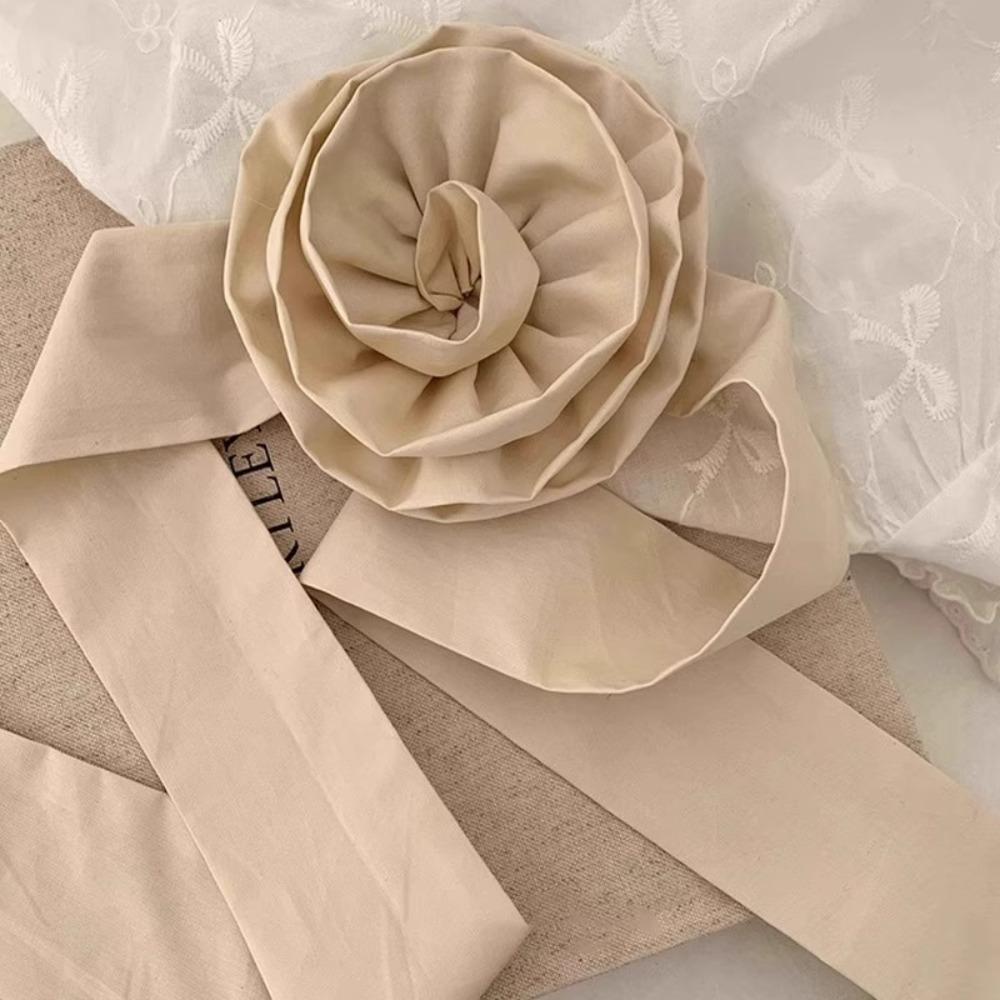 

Belt Updo Rose Scrunchie Long Ribbon Flower Headband Cute Long Ribbon Headwear Stage Performance бежевый