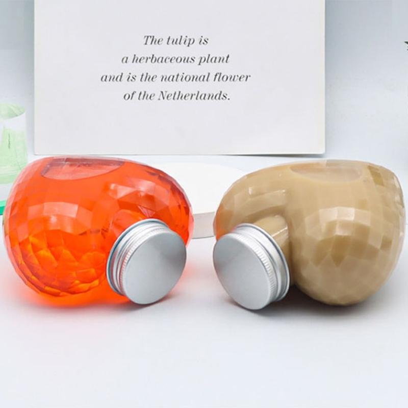 10 ks 300ml plastové lahve ve tvaru srdce pro skladování nápojů, lahve na pitnou vodu, plastová láhev na vodu s víčky