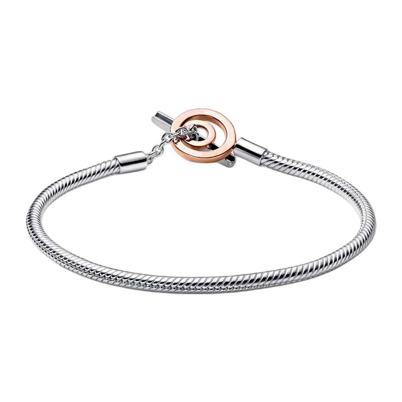 925 Silver Women's Bracelet with Heart T-shaped Buckle and Adjustable Bracelet, Fashionable DIY Jewelry Gift