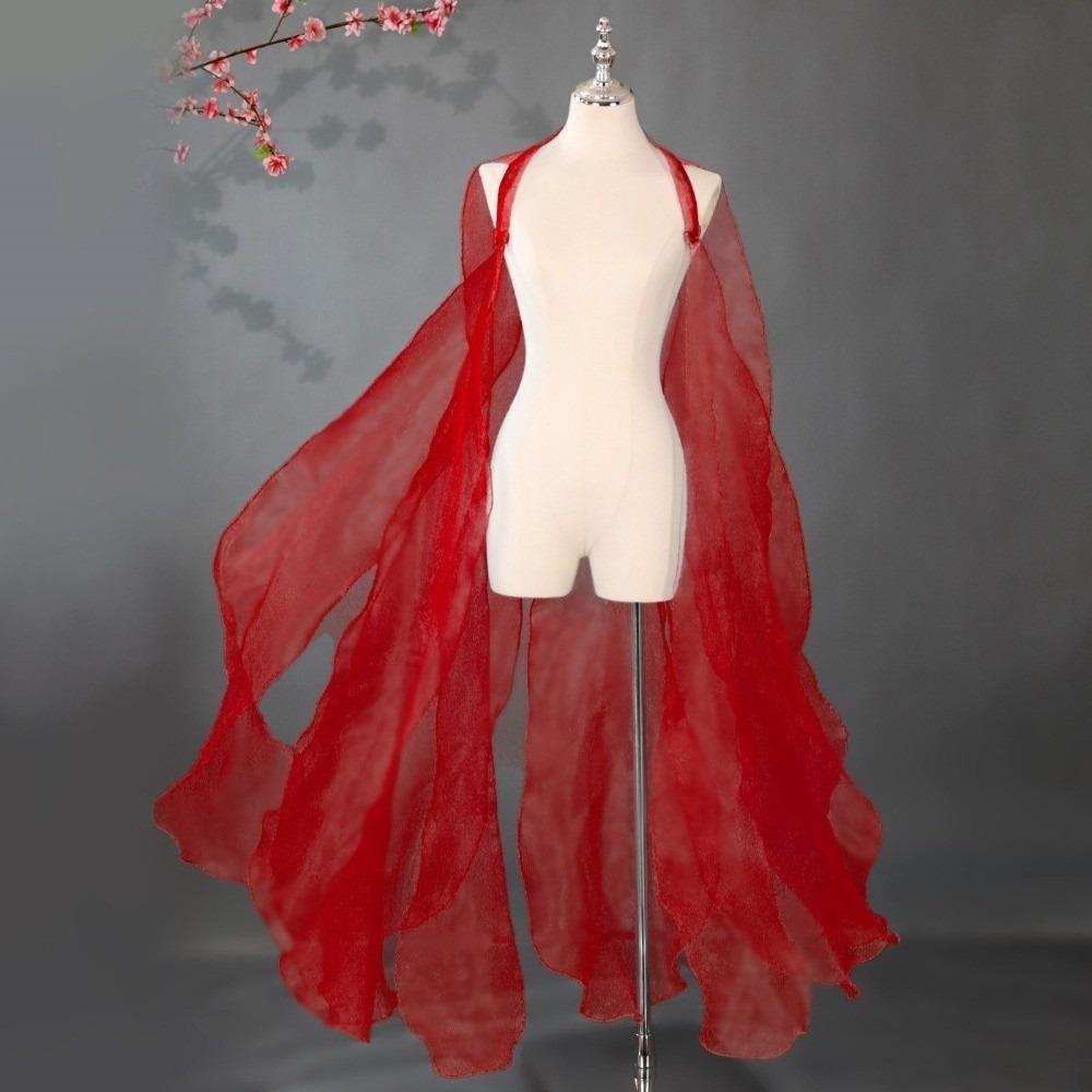 Organza Ancient-style Cloak with Shoulder Strap Dance Costume Party Long Shawl Fairy Dance Wear Chinese Style Flowy Cape