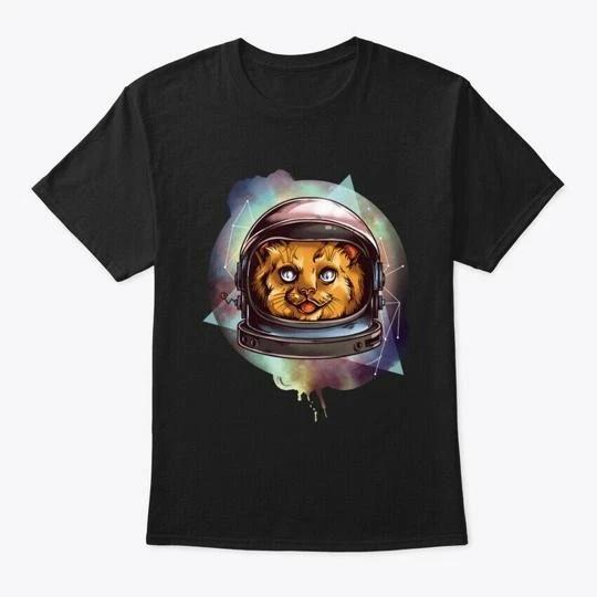 Funny Cat In Space T-Shirt Made in the USA Size S to 5XL XL