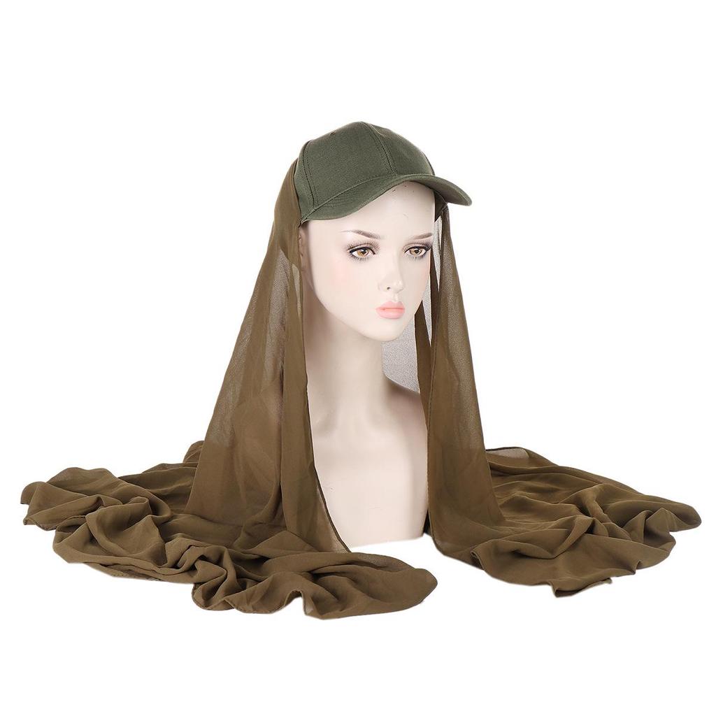 Solid Color Pearl Scarf & Cotton Baseball Cap Set