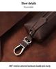 Vintage Crazy Horse Leather Key Case with Zipper and Hanging Buckle, Genuine Retro Cowhide.