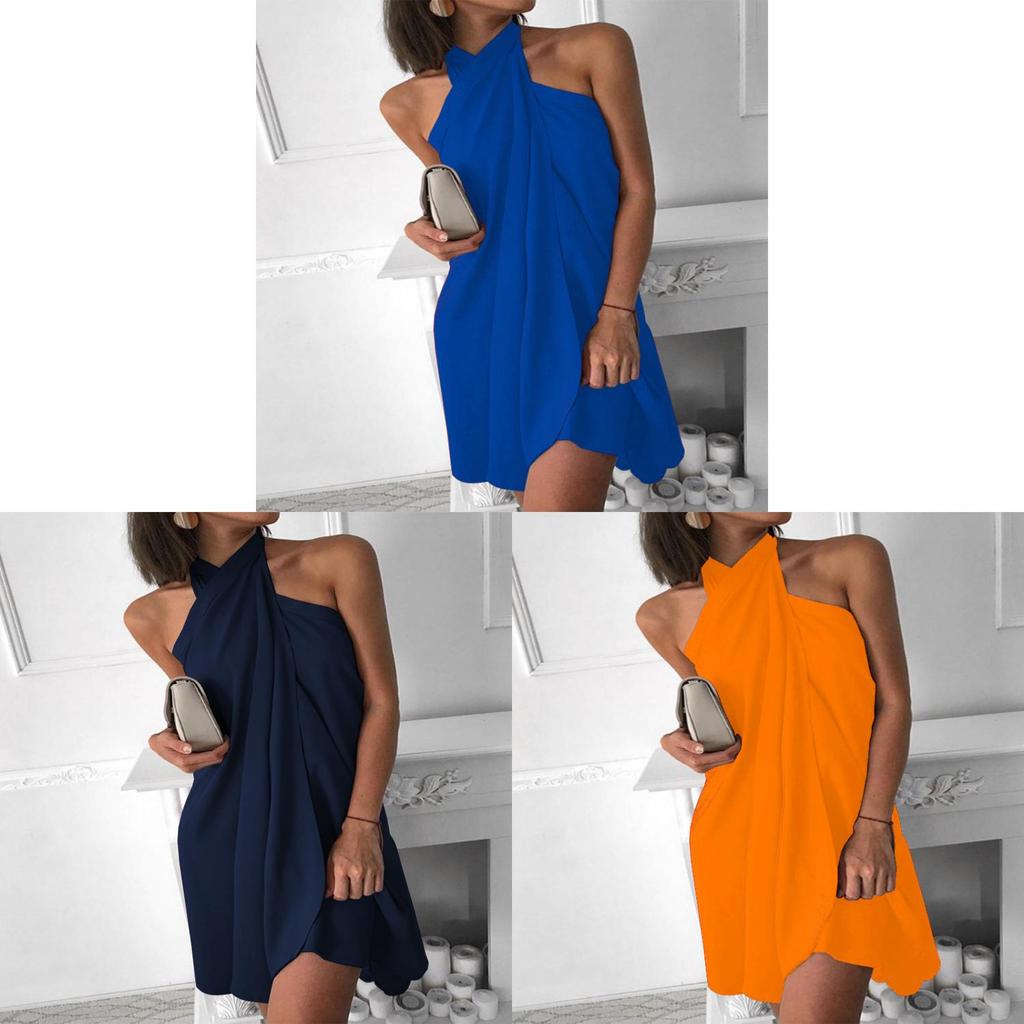 Casual Summer Slip Dress With Tie Neck And Knit Fabric For Women