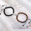 2 Pieces Natural Stone Beads Magnetic Bracelet Couple Connecting Bracelet Valentine's Day Gift for Couple Him and Her