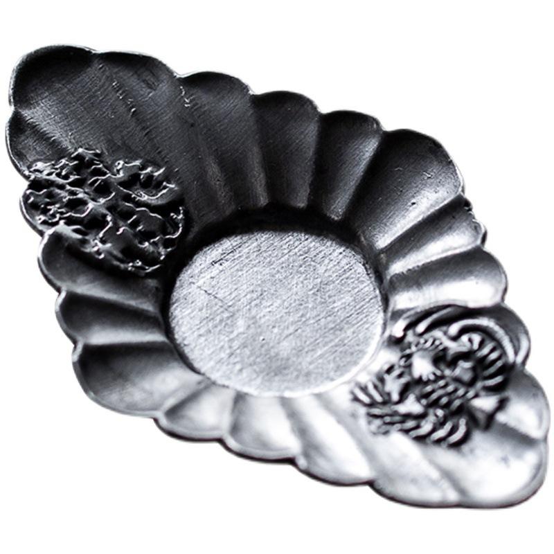 Japanese retro pure tin coaster Zen tea tray heat insulation pad old tin teacup mat cup tray tea ceremony tea set accessories
