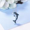 Buyee 925 Sterling Silber Damen Anhängerkette Blauer Kristall Delfin Fisch Halskette für Mädchen Frau Mode Süß Feiner Schmuck Kette