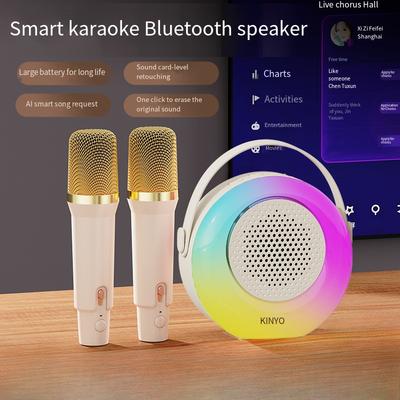 1PC Bluetooth Audio Home Wireless Karaoke Outdoor Singing Home Wireless Audio with Microphone Integrated Microphone