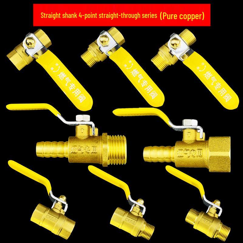 Brass Y-Type Gas Hose Three-Way Valve Connector with 4-Point Ventilation Ball Valve Switch.