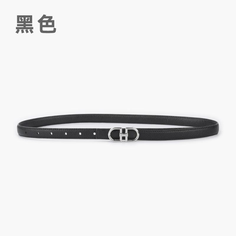 Lychee Pattern First Layer Cowhide Women'S Genuine Leather Women'S Belt Casual Pants Jeans Thin Two-Sided Belt Available