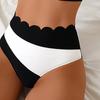 Bikini ar vienu plecu, krāsu bloku, peldkostīmi ar augstu izgriezumu, vienkrāsains peldkostīms sievietēm, divdaļīgs bikini komplekts
